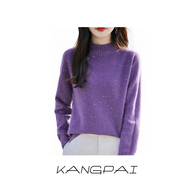 【星空系列~一线成衣】100%~纯羊毛衫时尚百搭厚款半高领针织毛衣女