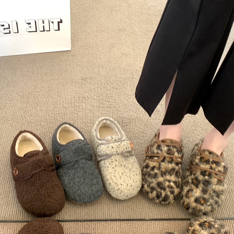 毛毛鞋女冬外穿2025新款加绒保暖雪地靴棉鞋豆豆单鞋秋冬季勃肯鞋