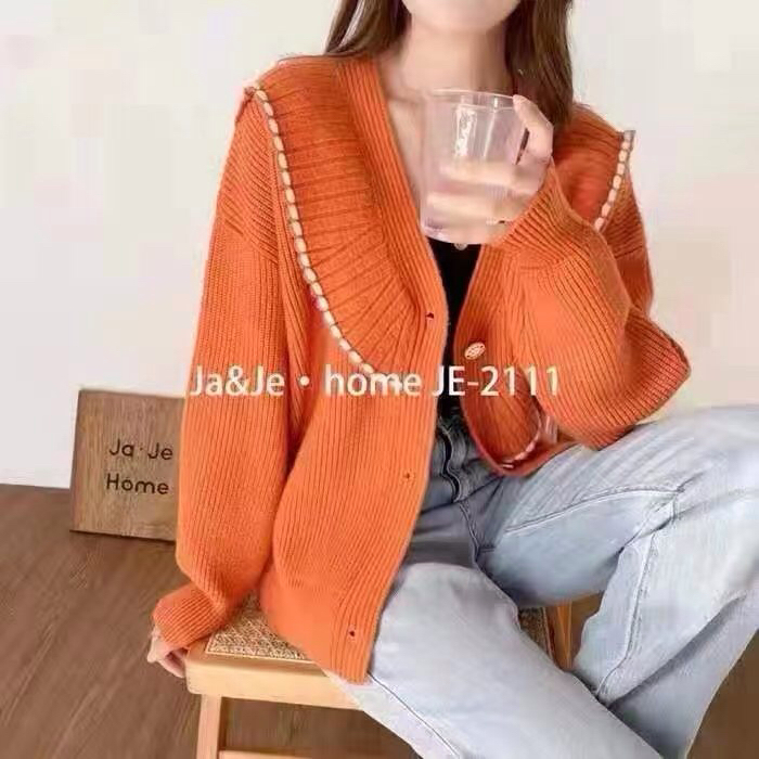 （荷叶领）玉姐家减龄慵懒厚实针织开衫f567 J02907