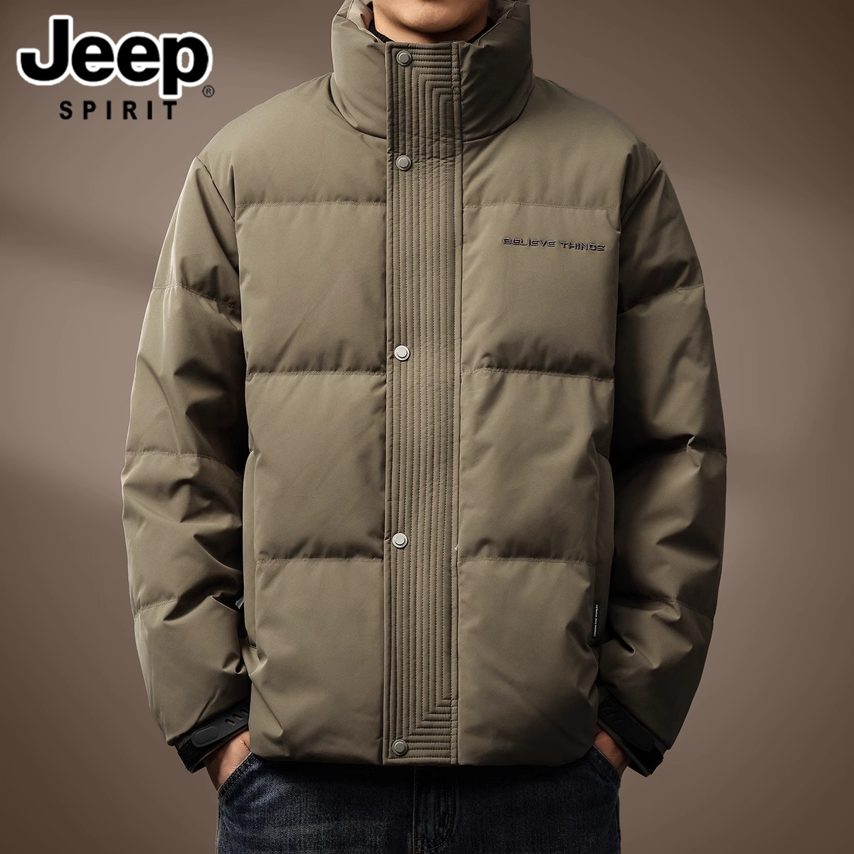 JEEPSPIRIT吉普男士冬季羽绒服美式潮流立领保暖防寒时尚休闲外套