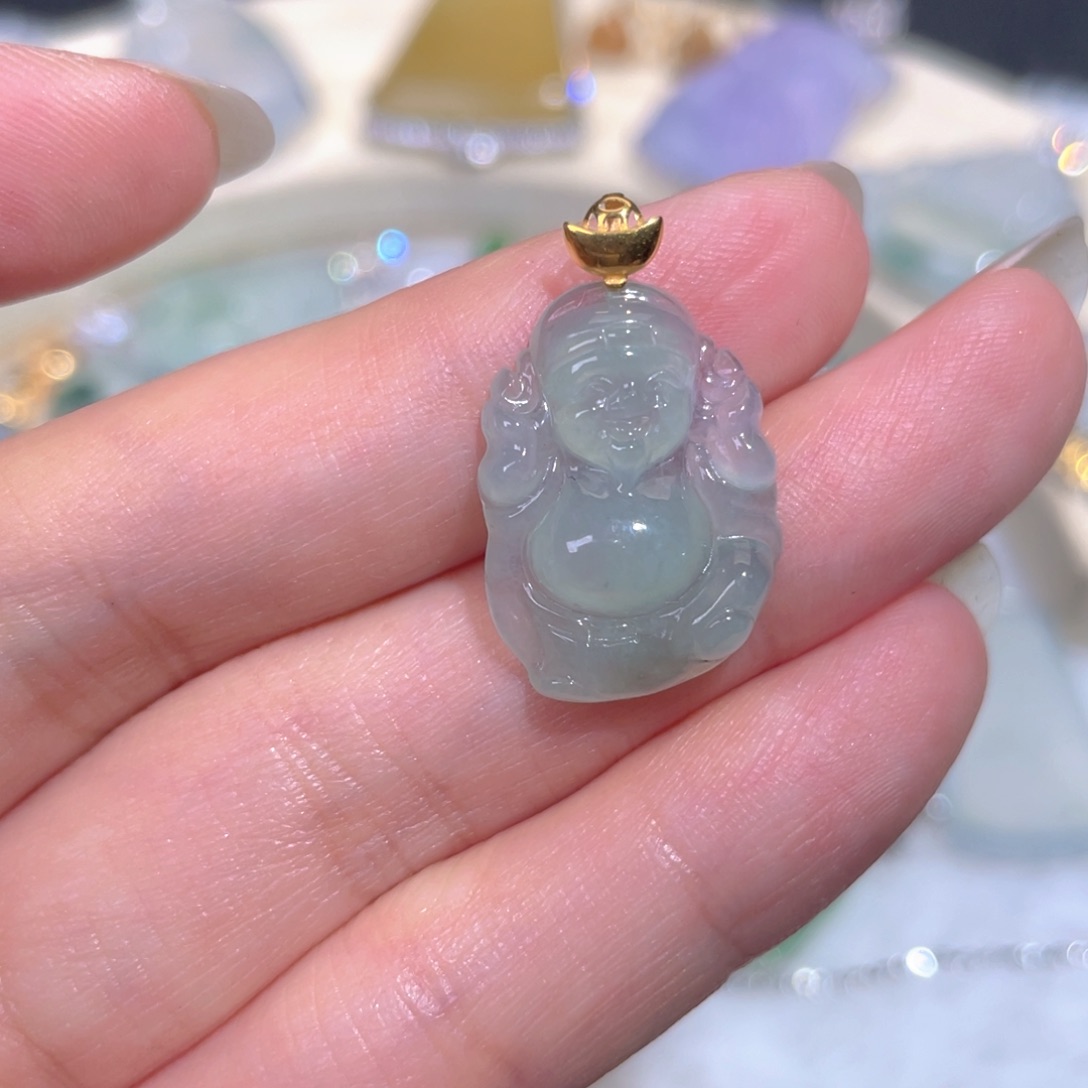 颈饰18K金镶嵌翡翠翡翠