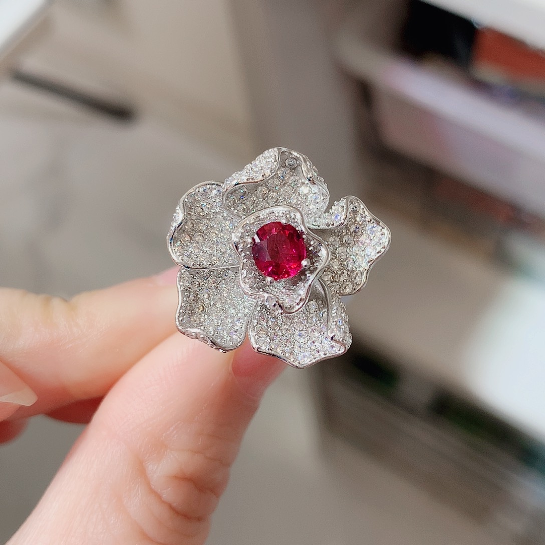 碧玺戒指银S925镶嵌戒指超美