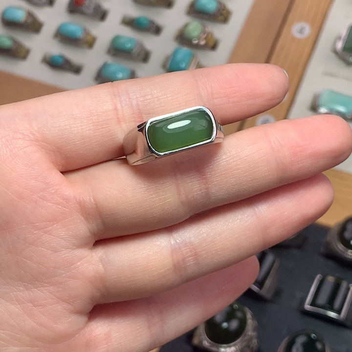 和田玉（糖玉）戒指银S925镀金镶嵌唐****弟