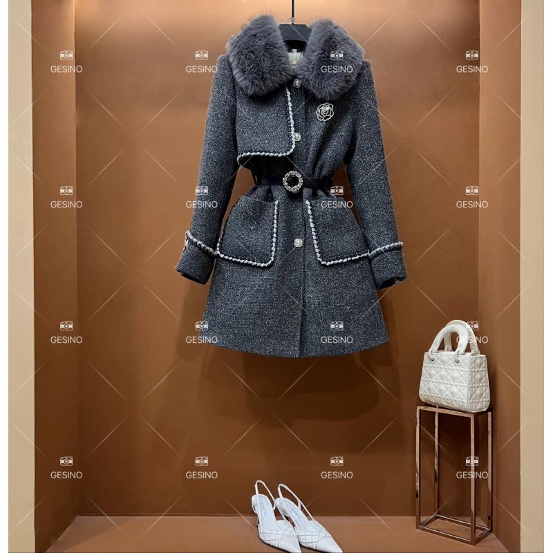 【露露】秋冬气质小香风时尚设计师中长款外套 QD-2025231