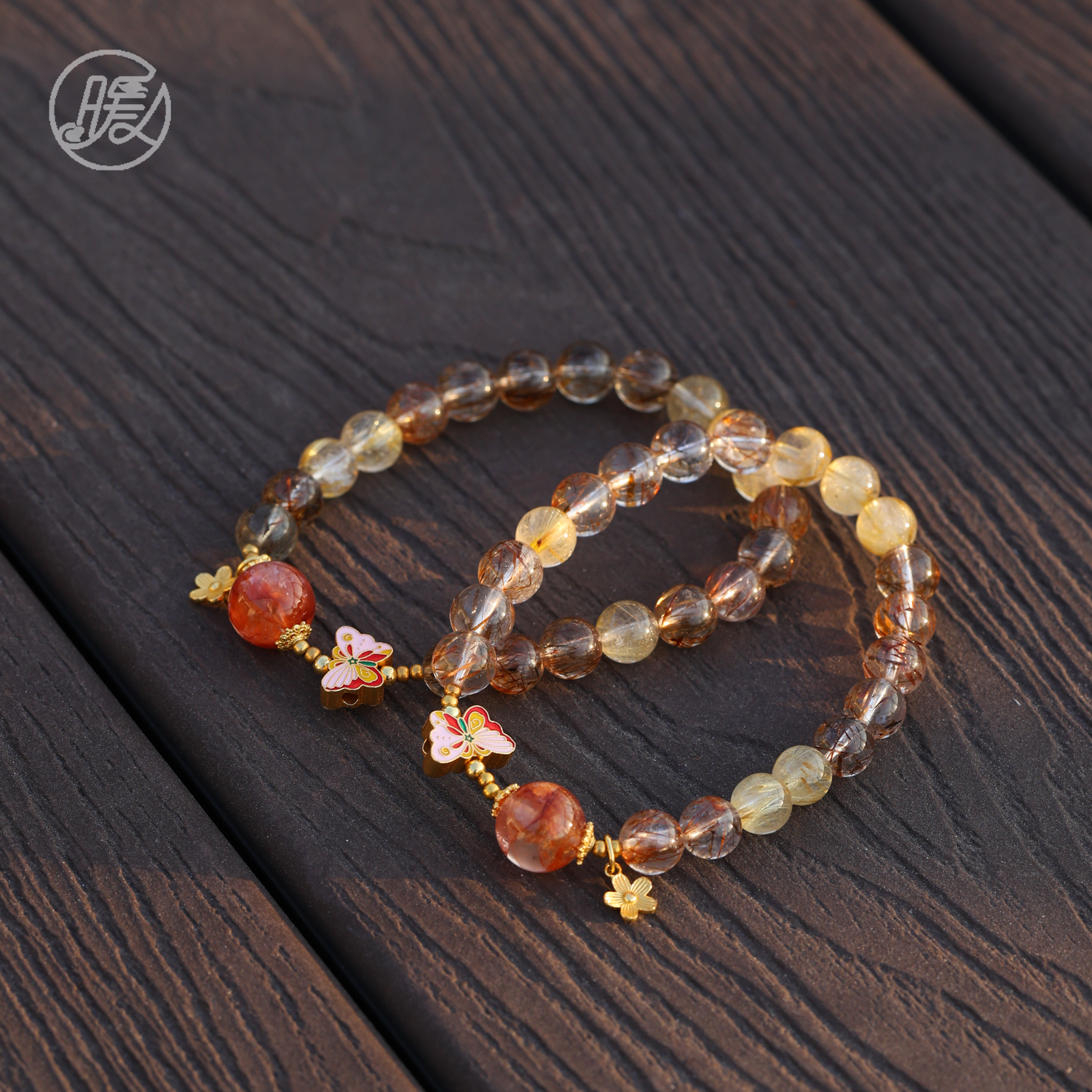 Nuanyan/暖言单圈黑金超水晶手串7mm搭配蝴蝶手链E6288多样性发一