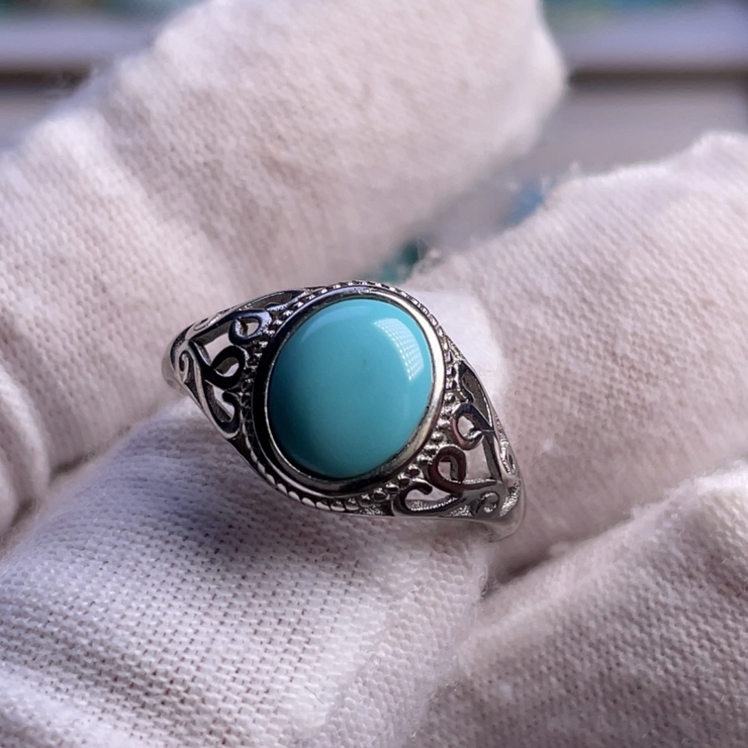 绿松石银S925镶嵌戒指