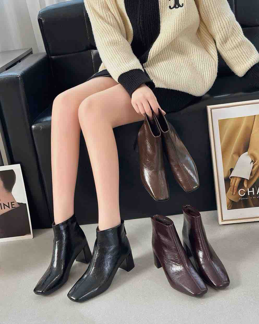 高跟短靴时尚女靴百搭时装靴单里女士