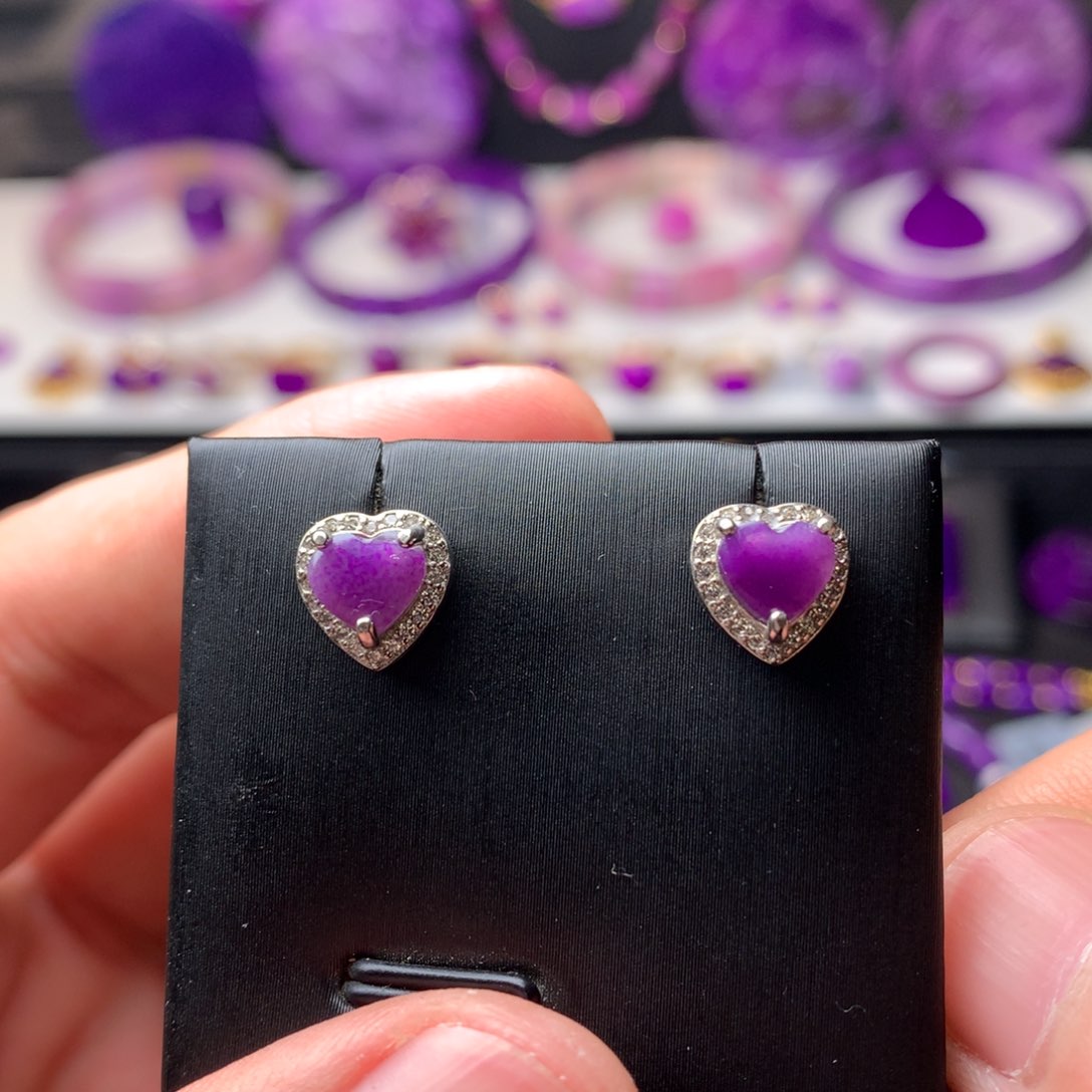 苏纪石（舒俱来）耳钉银S925镶嵌