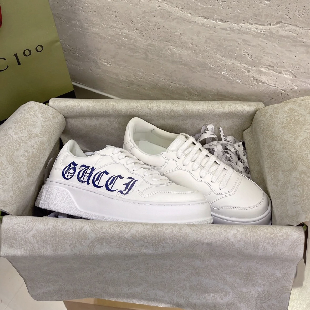 全新 古驰Gucci 白色饼干鞋35.5码