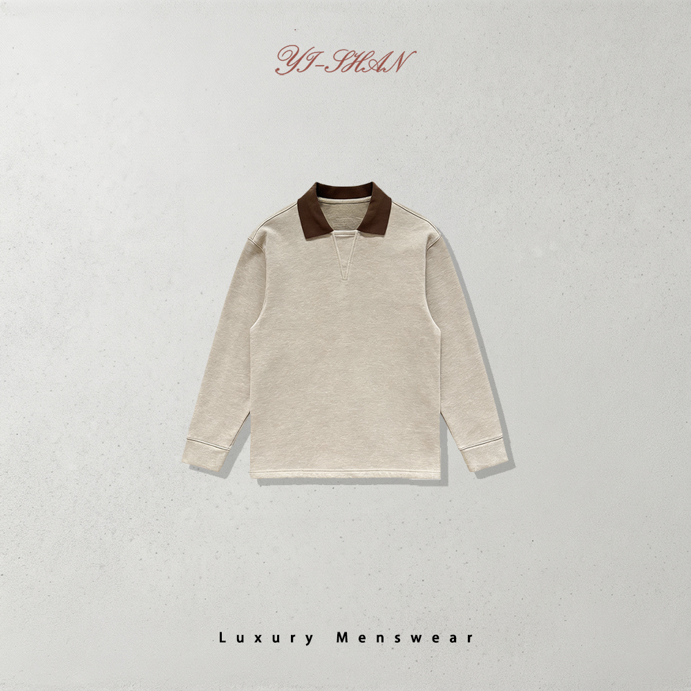11号 25sss 羊毛混纺丨新款重磅POLO衬长袖撞色老钱卫衣TS-88257