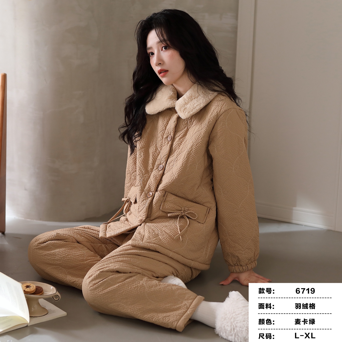 家居服套装女冬加厚加绒羽绒睡衣冬款舒适冬天