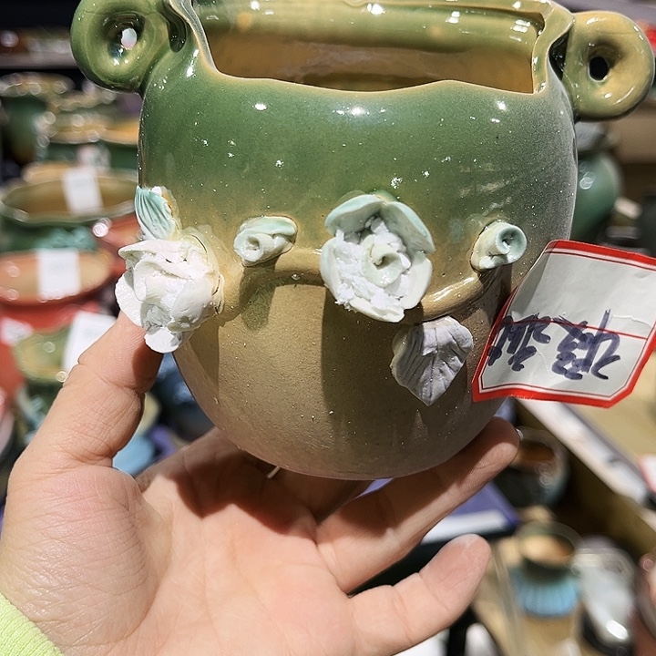 瓷片花盆多肉植物艺术品