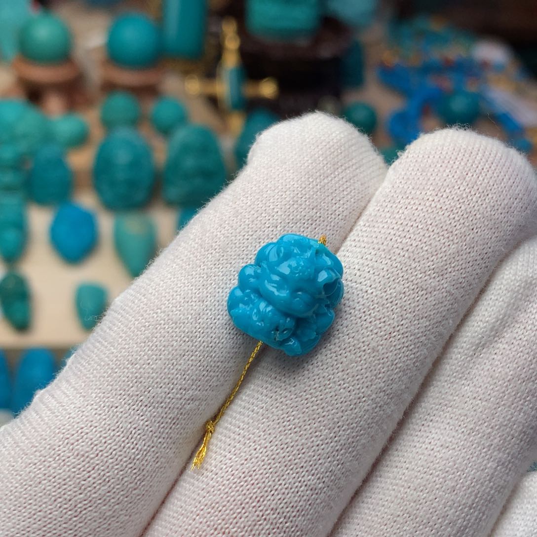 绿松石珠宝奇石未镶嵌九尾狐仙