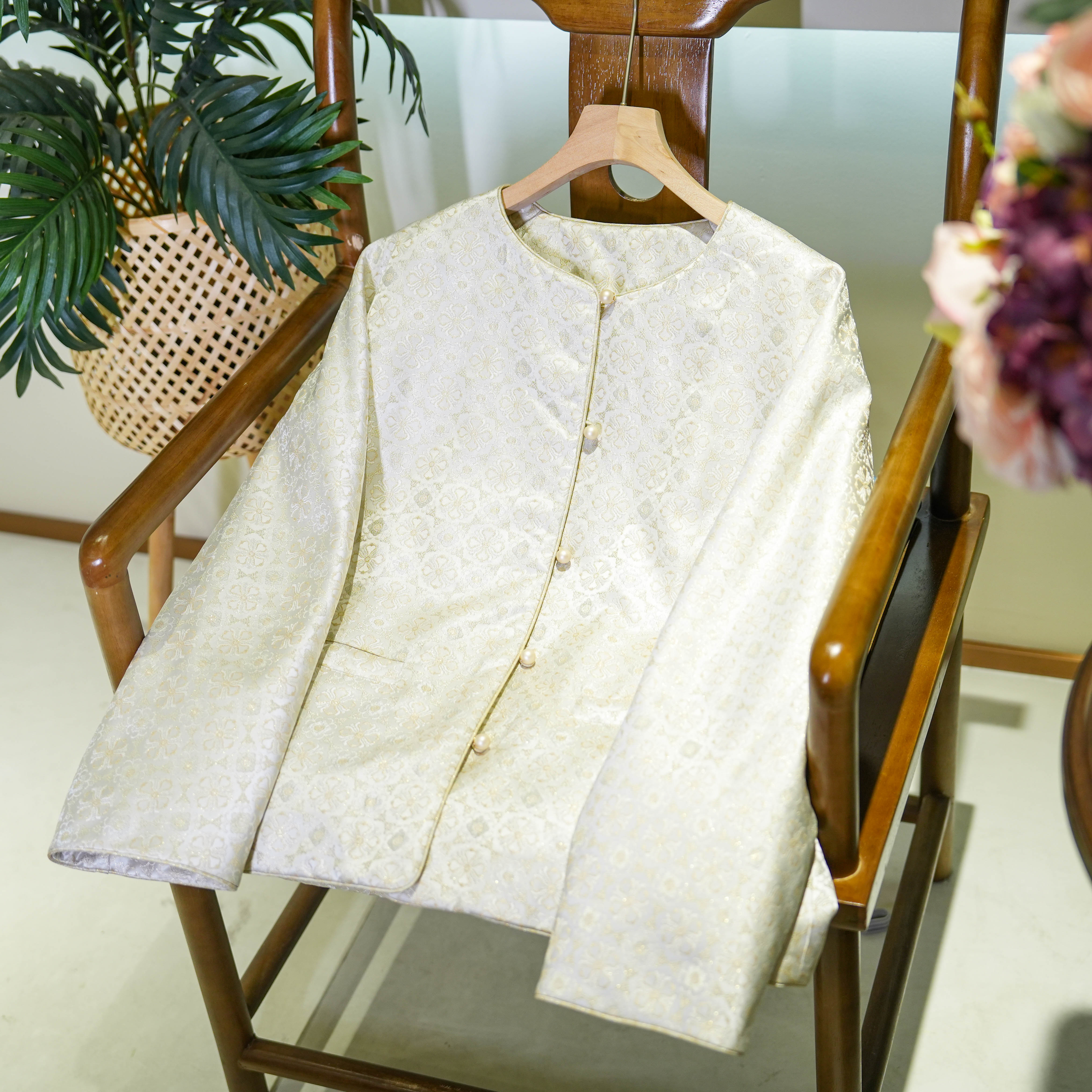 【1月24孤品】桑蚕丝国风加厚羽绒服新中式秋冬外套·依山锦24W0422