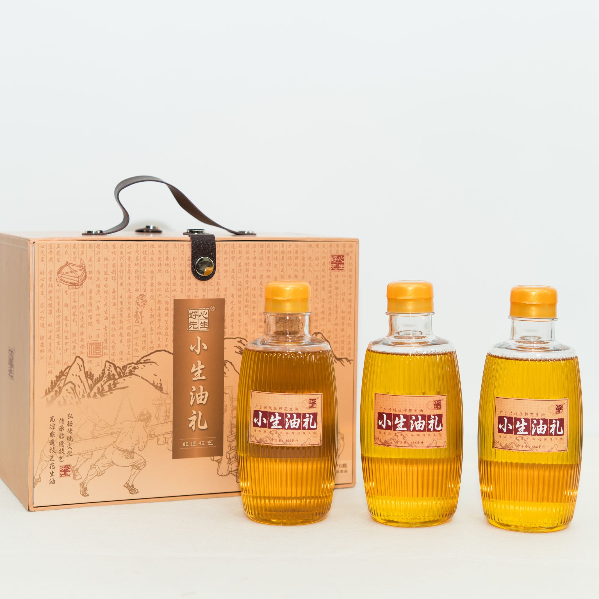 好心先生家乡味传统压榨一级现榨花生油”小生油礼“礼盒装456ml*3