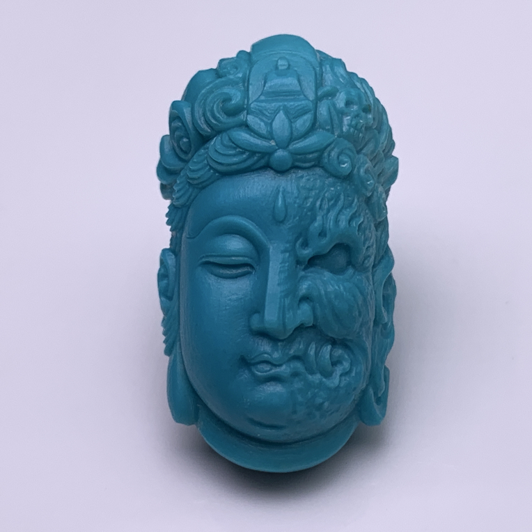 （何姐绿松石）原矿瓷釉级暴力蓝“一念之间”吊坠15.2×27×11.2重6.4