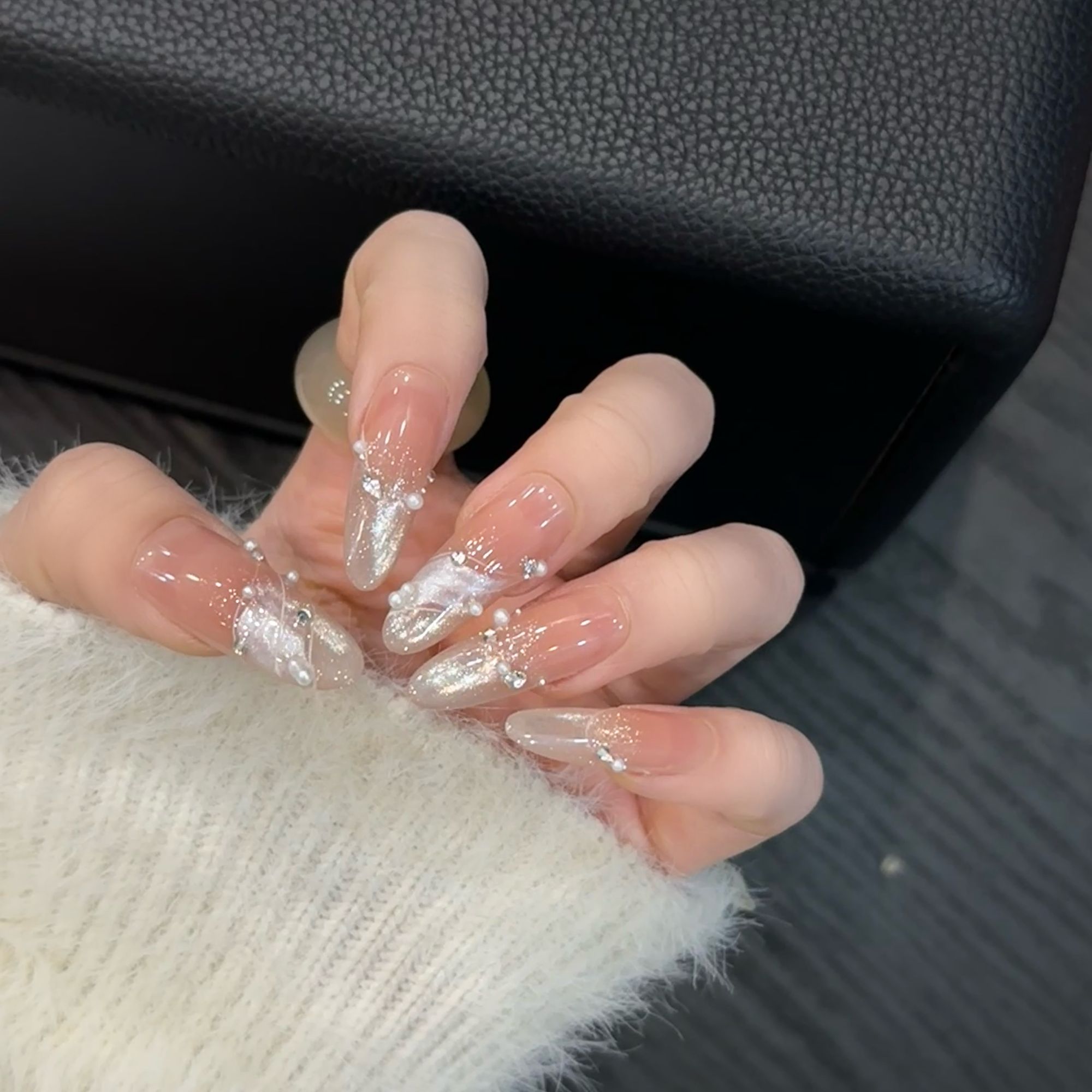 【飘带猫眼】-纯手绘晶石爆闪猫眼纯御系列高定穿戴甲