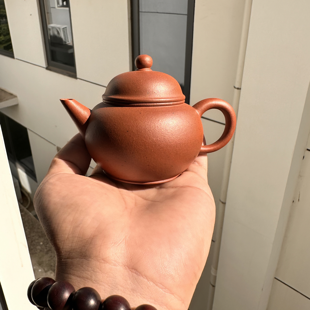 黄龙山原矿生砂生料朱泥半手工150cc《水平壶》