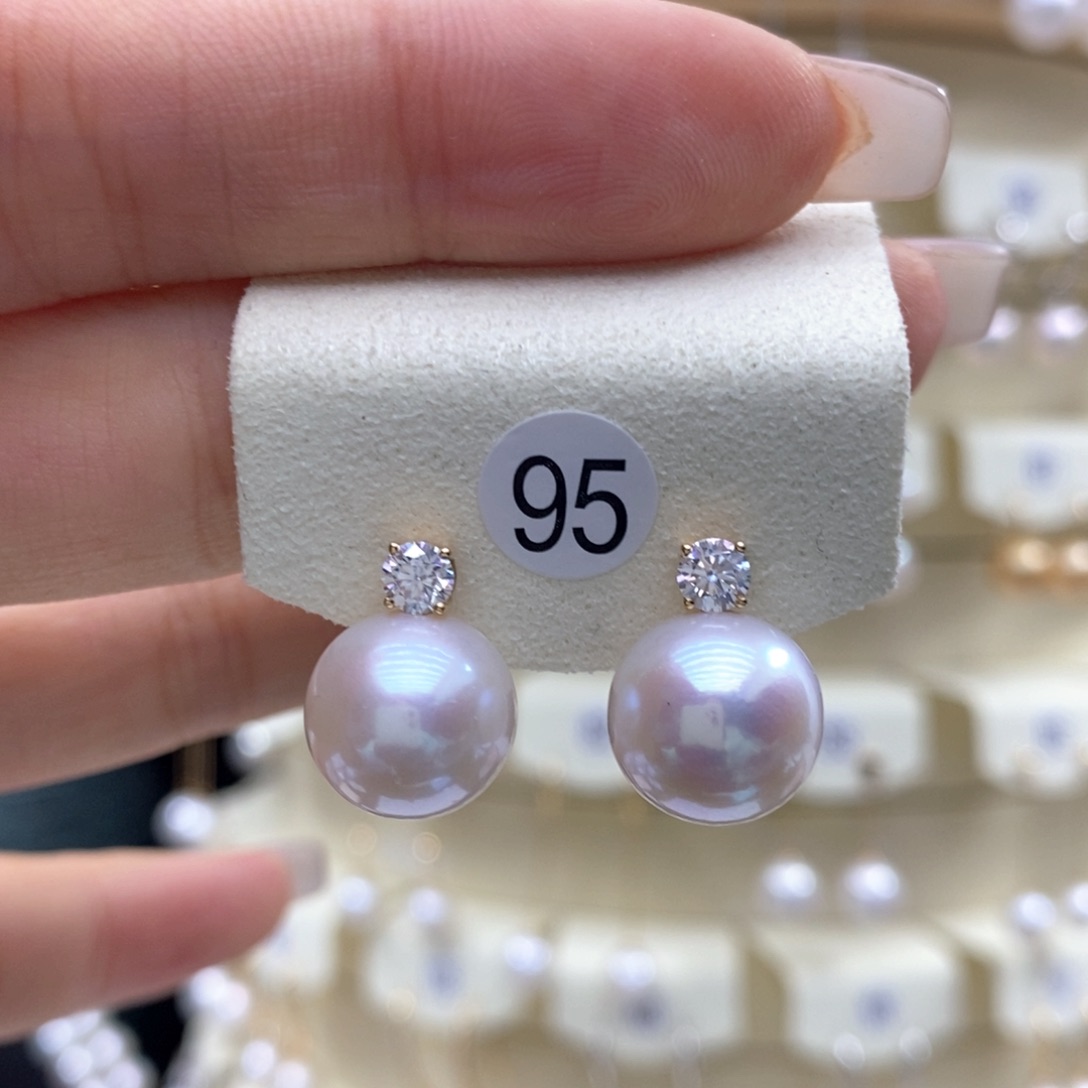 淡水珍珠耳饰18K金镶嵌