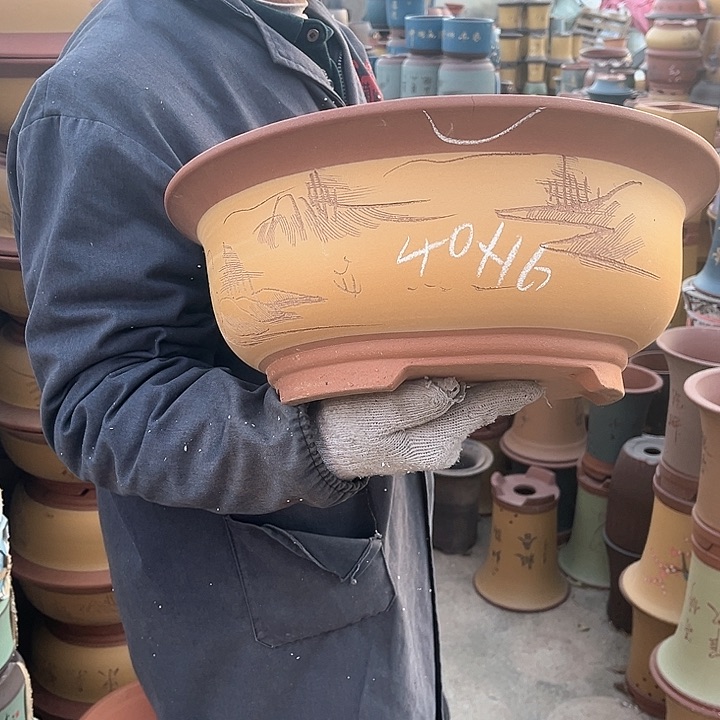 紫砂紫砂花盆和花盆