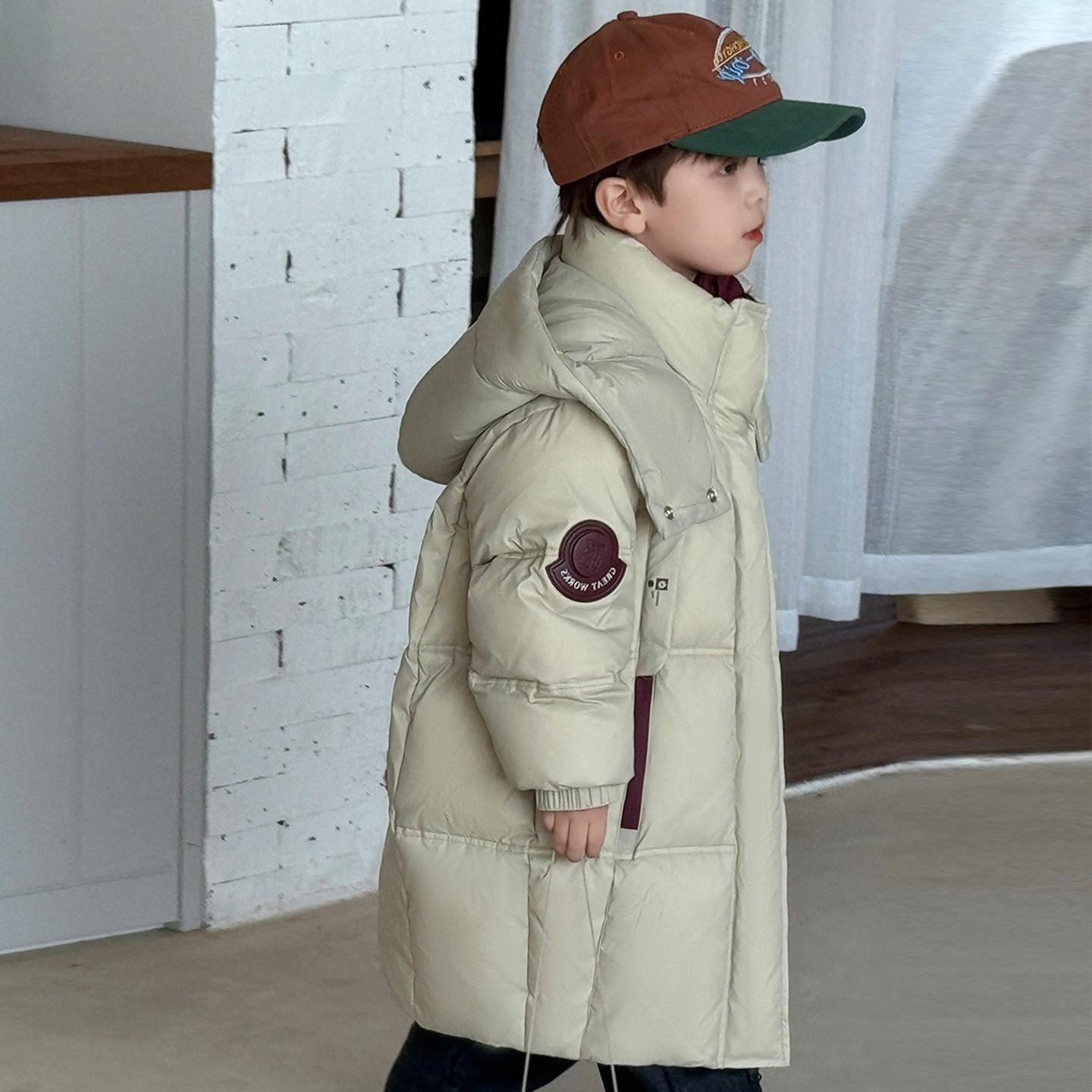 BXM 90白鸭绒儿童羽绒服防风锁温新款加厚冬装保暖中长款耐脏五防