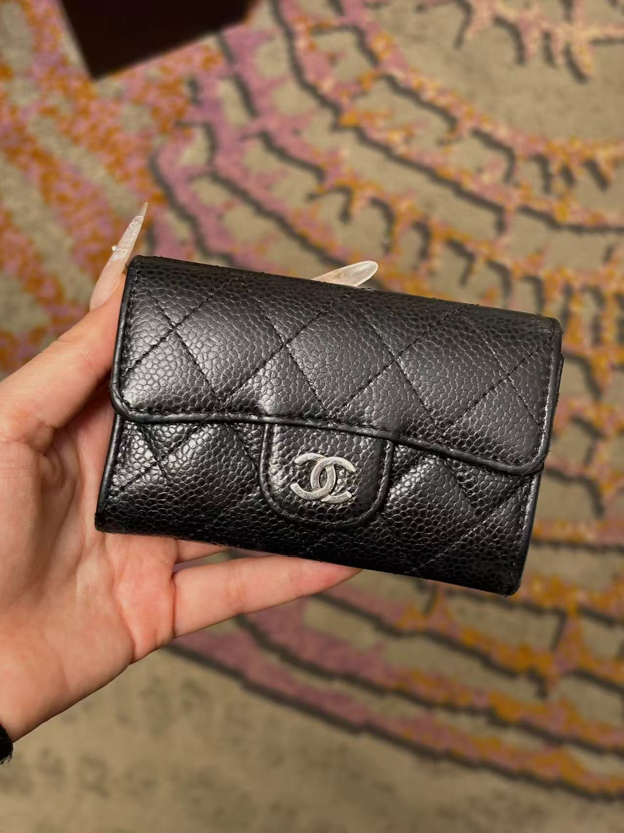 95新 Chanel/香奈儿 展会外场！黑银鱼子酱小钱包