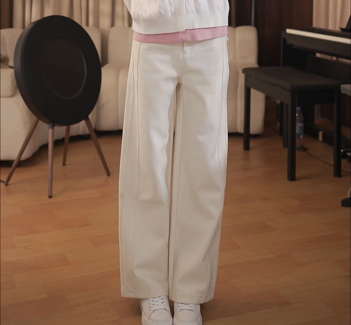 Yuki-直筒裤高腰运动长裤阔腿裤夏季宽松低腰直筒裤牛仔裤