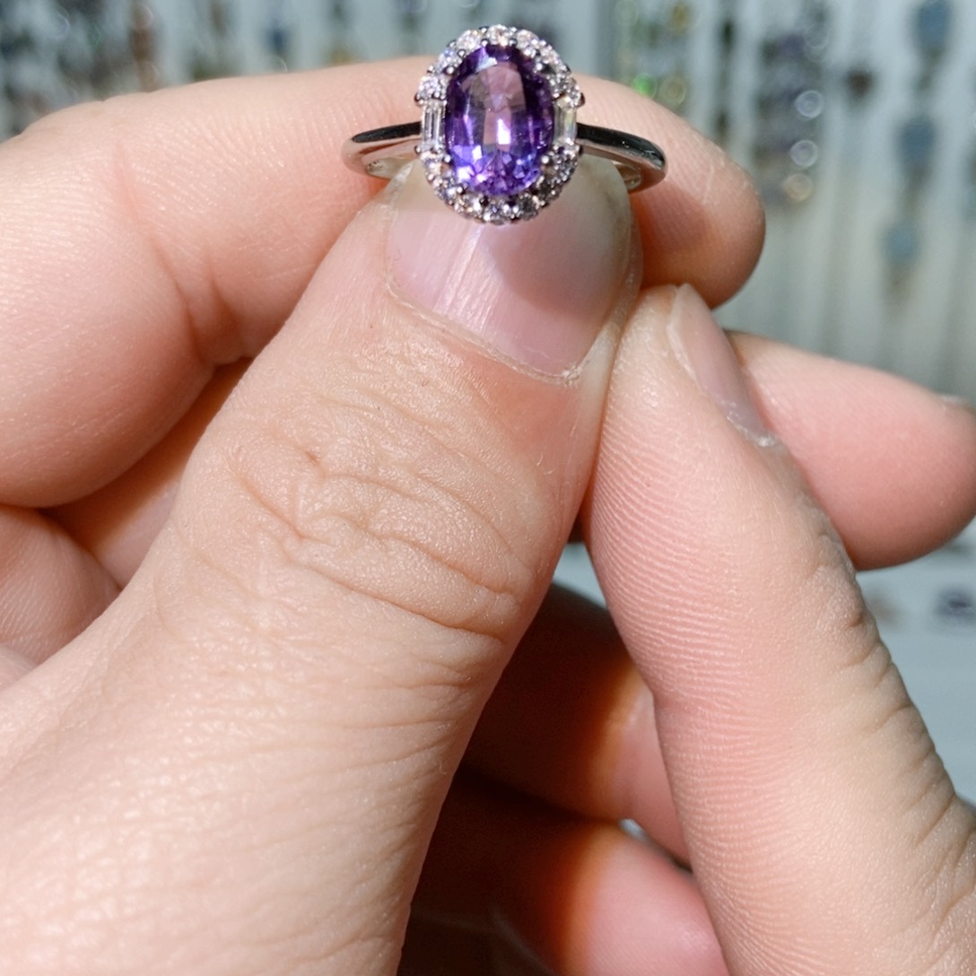 绿水晶戒指银S925镶嵌