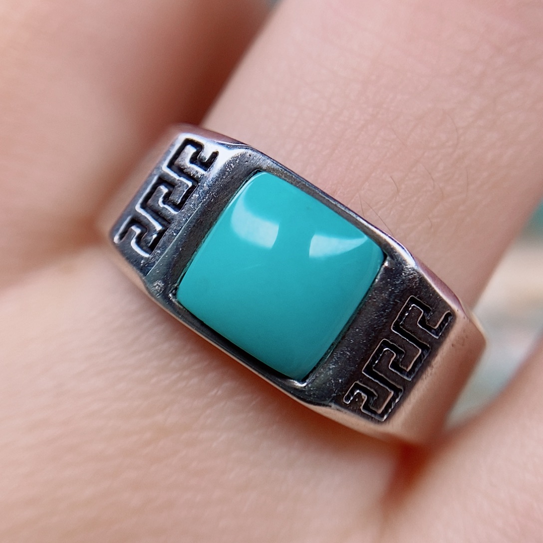 绿松石戒指银S925镶嵌