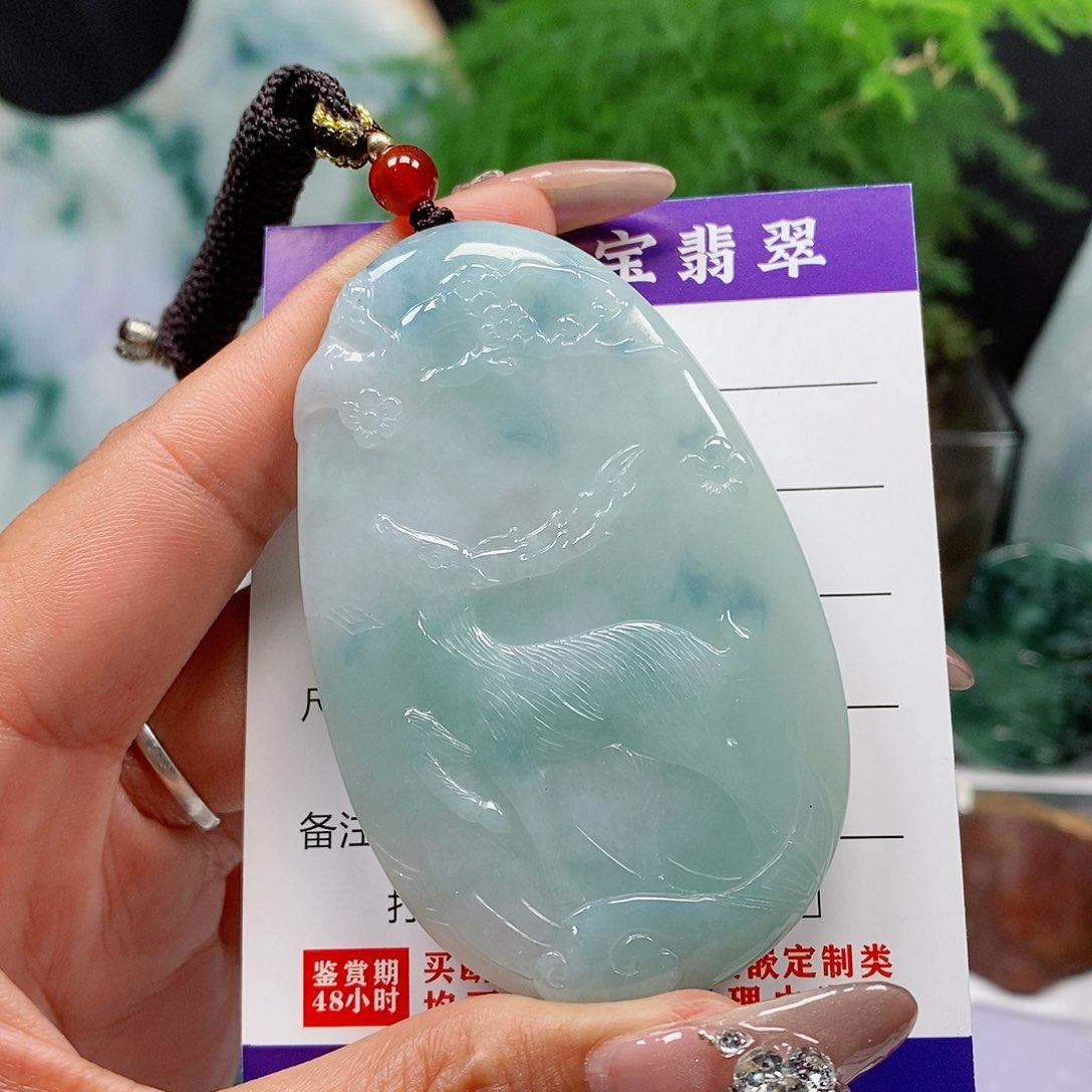 翡翠颈饰未镶嵌缅甸天然a货翡翠挂件