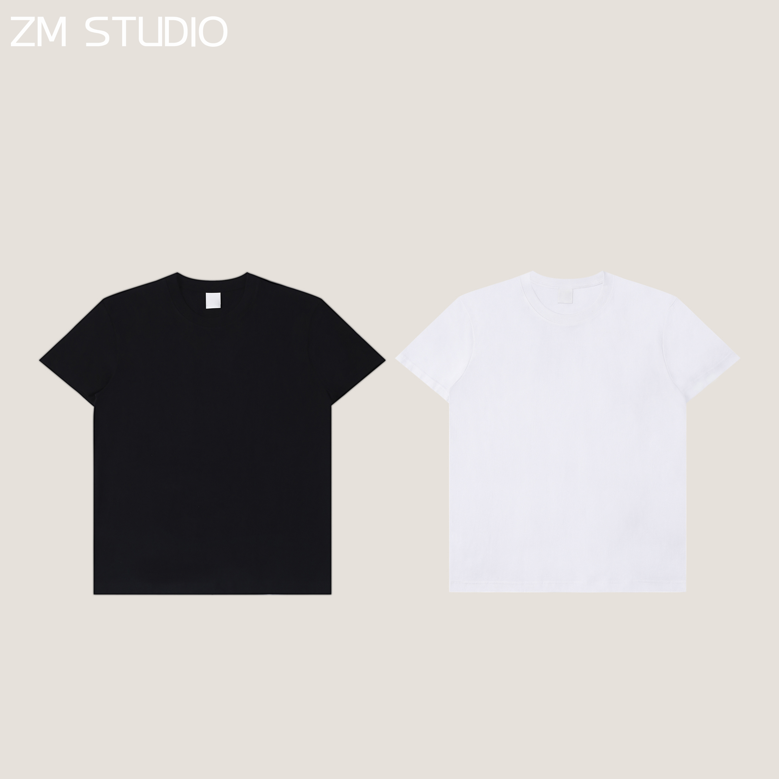 【张茂studio】夏季新款圆领净版纯棉宽松半袖情侣百搭男士休闲短袖