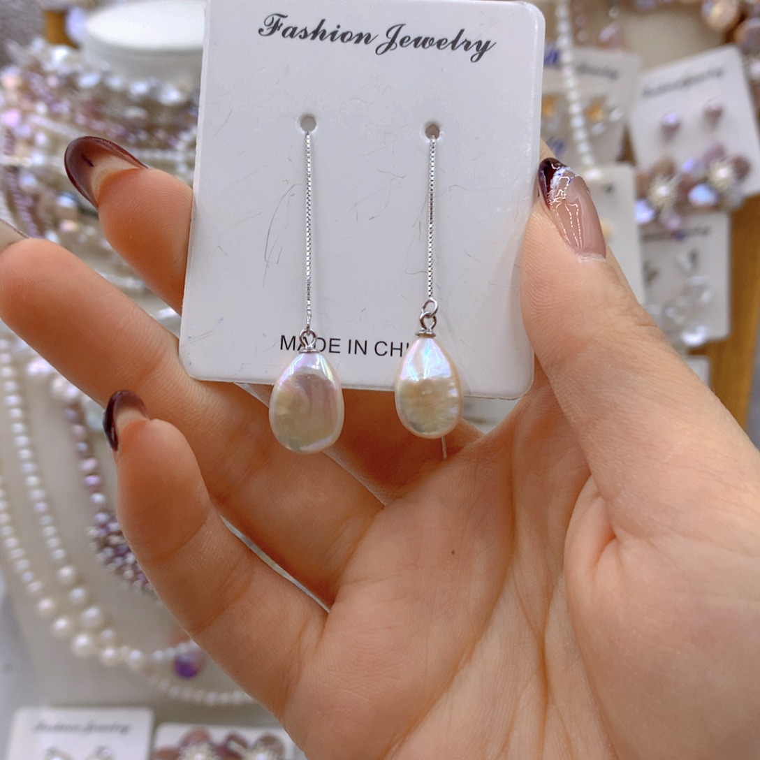 淡水珍珠耳饰银S925镶嵌