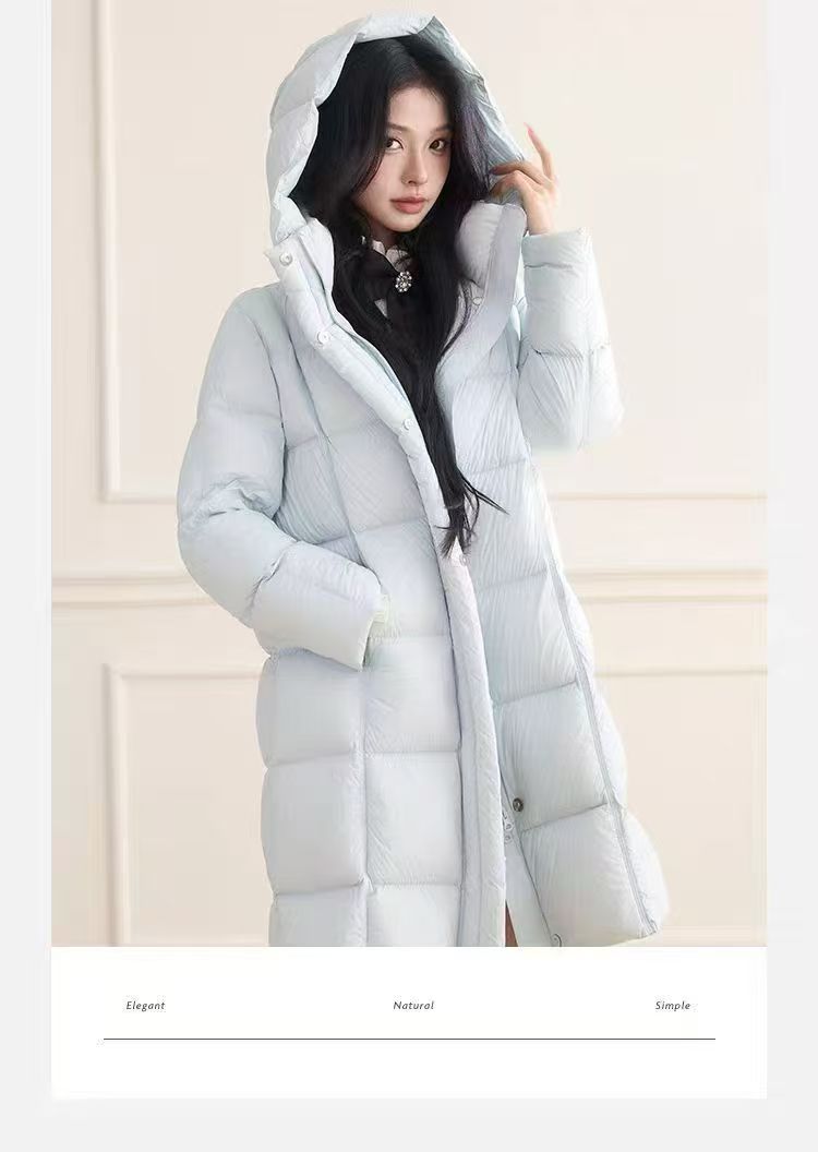 女款女士过膝长款领防水连帽