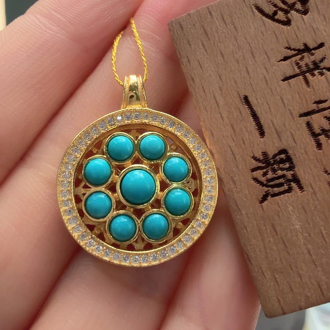 绿松石银S925镶嵌颈饰