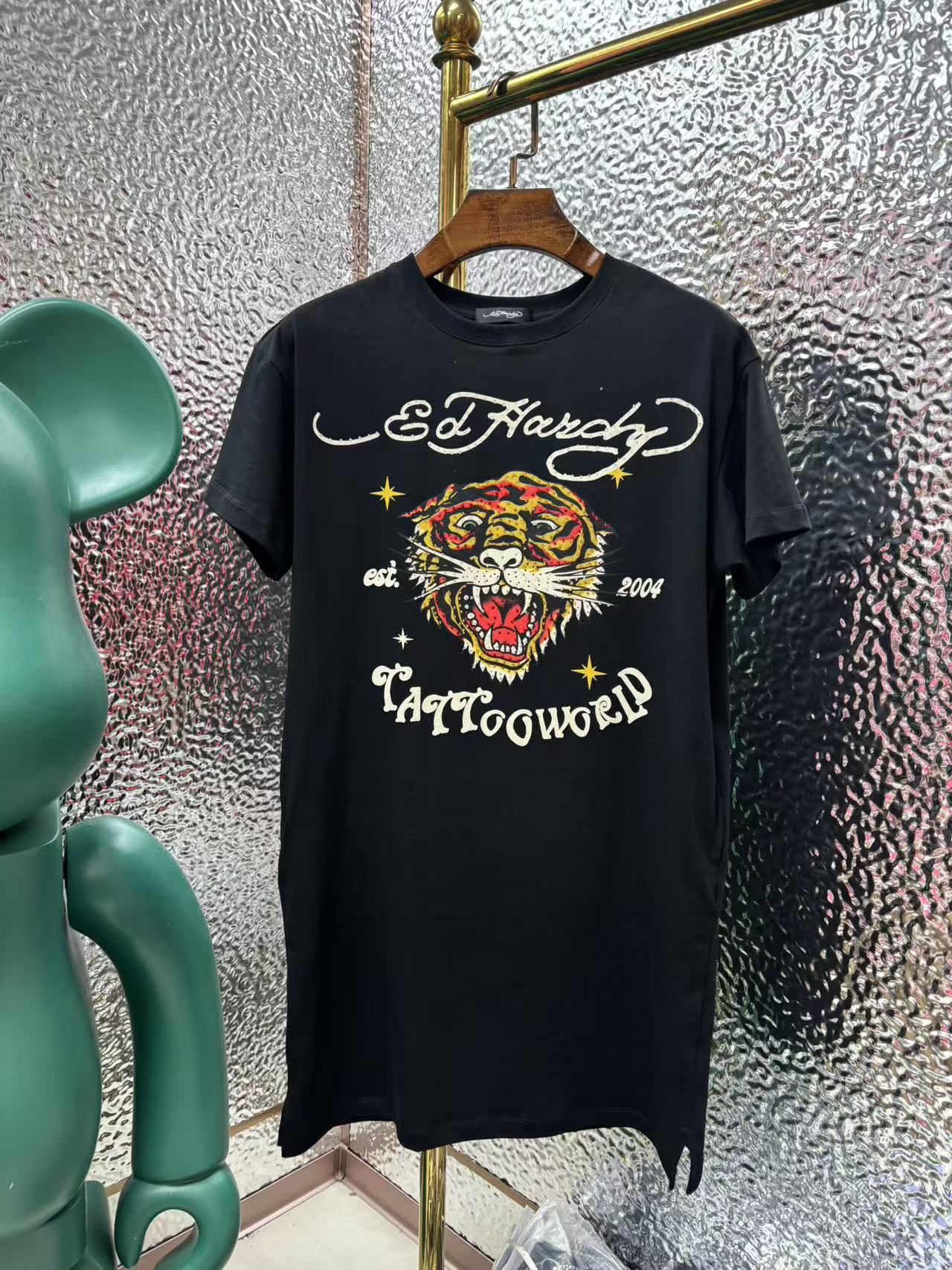 ED DAESUNG金黄虎头彩抜印花进口奥钻纯棉T裙