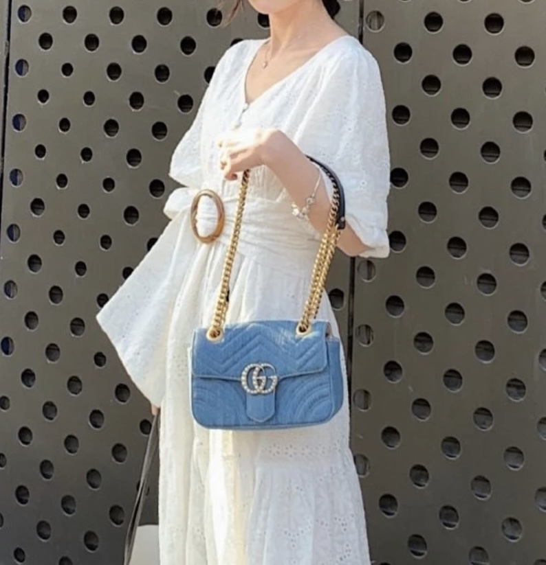 95新 GUCCI/古驰 多宝二奢/97981/牛仔22马蒙