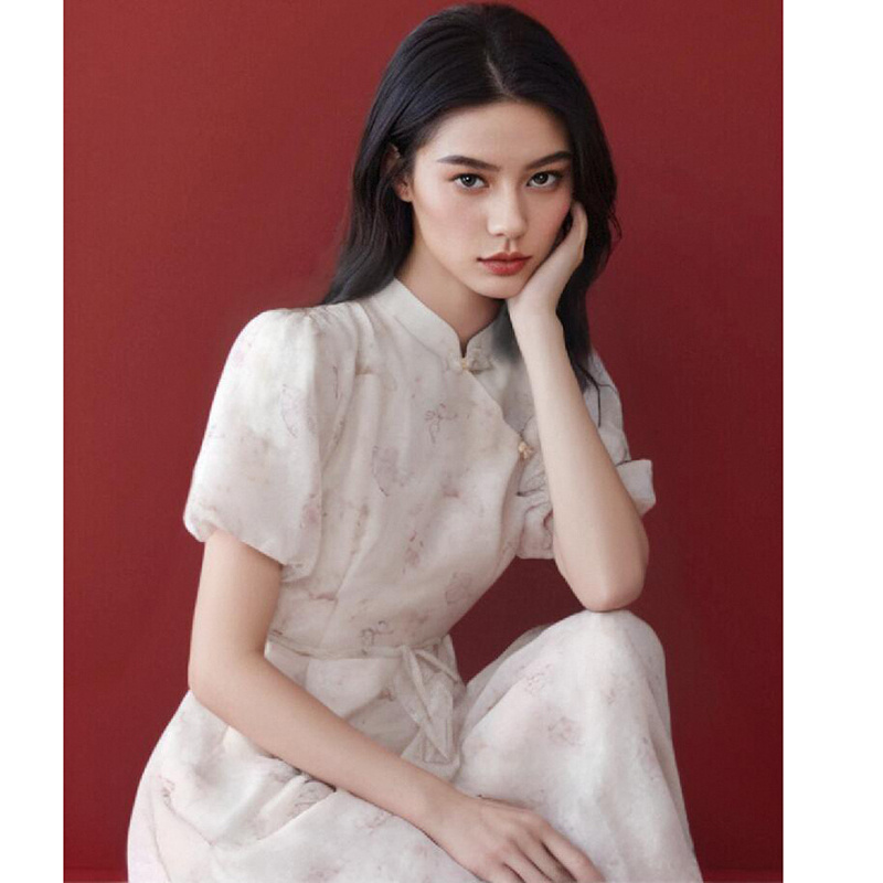 36710【格系列】新中式连衣裙BY670120