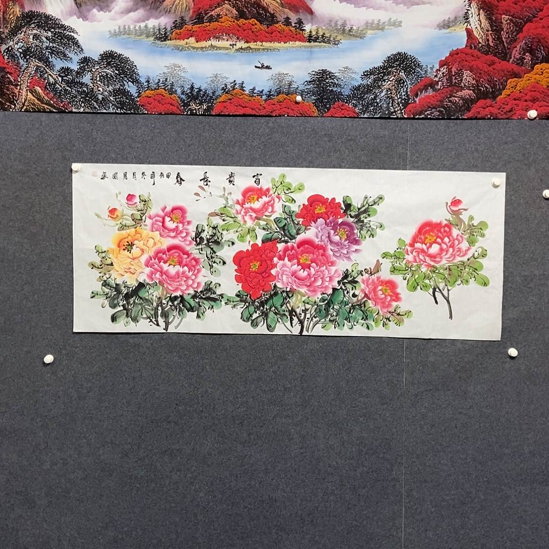 国画小六尺花鸟一副