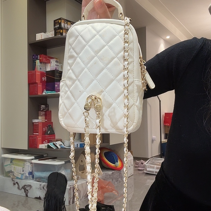 锦纶梦 白色链条双肩小包