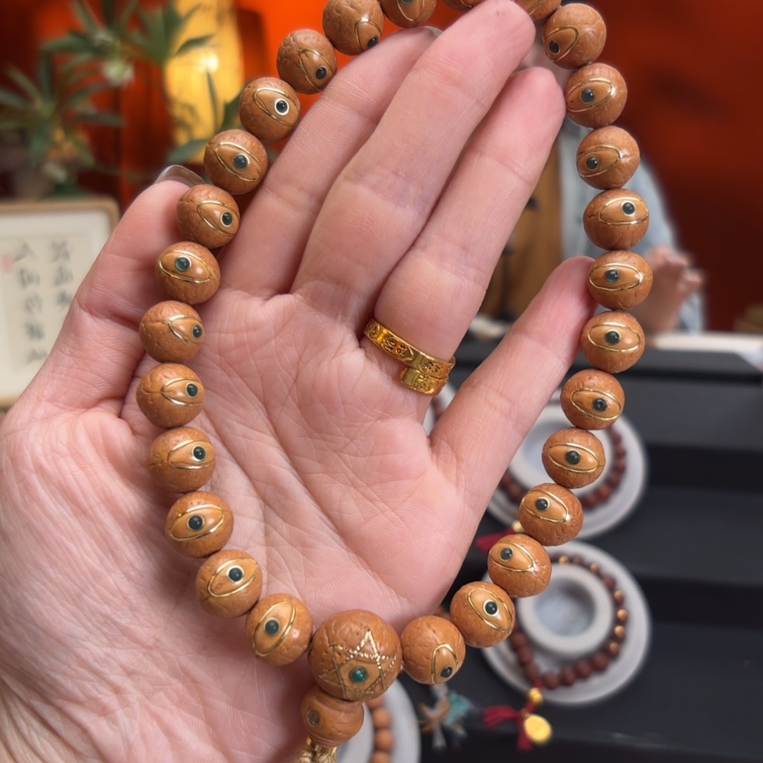 凤眼菩提吊坠12毫米27颗手持镶嵌玛n