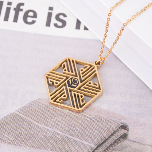 合金珐琅项链 轻奢金色小众饰品配环绕天房寓意项链百搭锁骨链