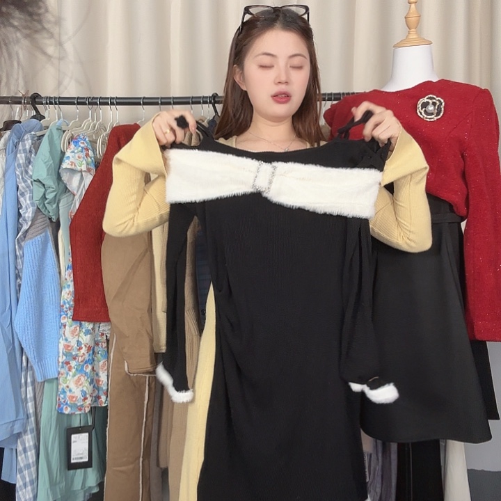 萌面侠xl黑色秋冬裙