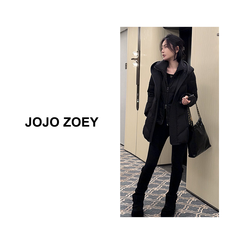 JOJO ZOEY【落日情书】~韩系时尚大翻领收腰90白鸭绒羽绒服yrf-4440