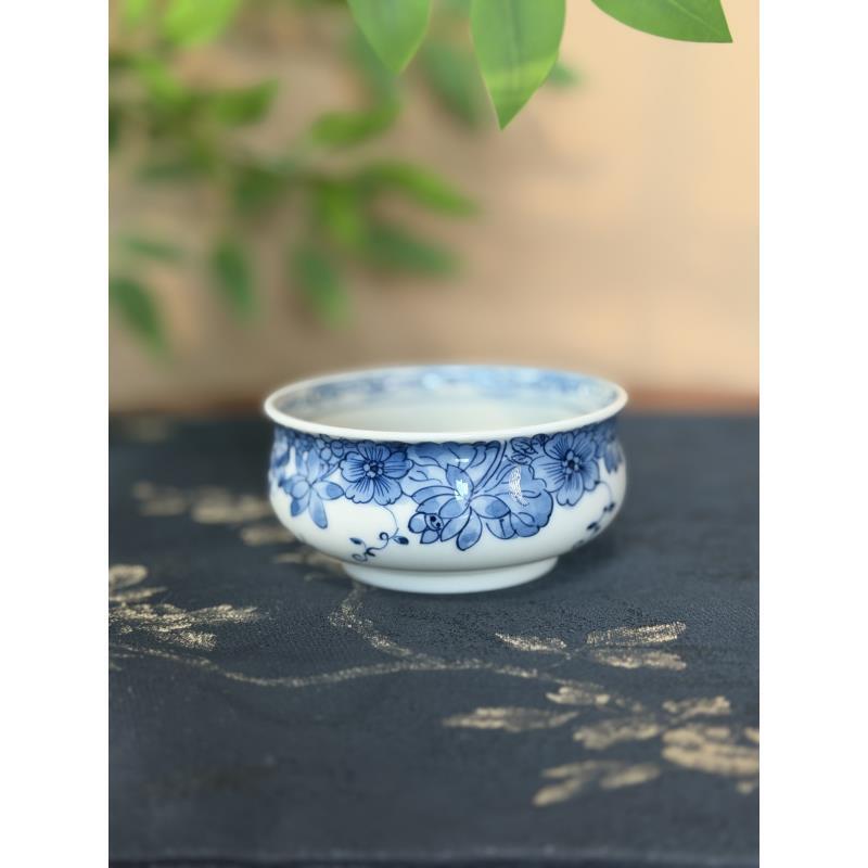 A060【景墨春风】景德镇手工手绘二号釉蝶恋花炉士杯 80ml