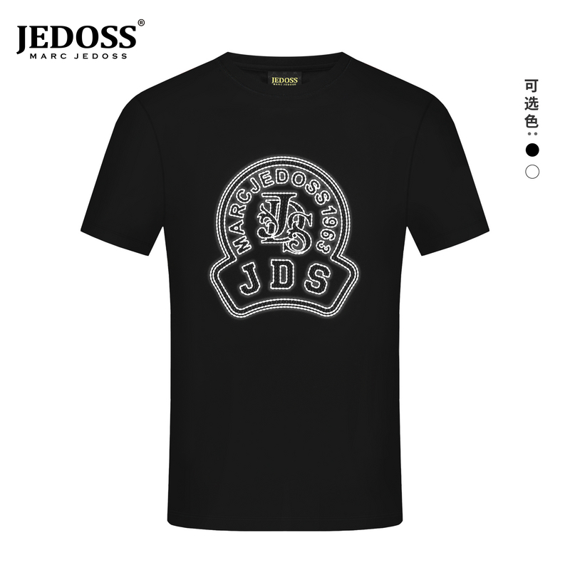 JEDOSS/爵迪斯半袖2025春季新款简约字母LOGO胶印短袖T恤潮HZ007