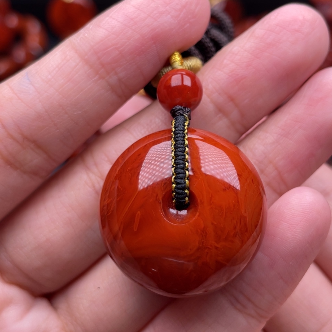 南红玛瑙未镶嵌珠宝奇石平安扣吊坠