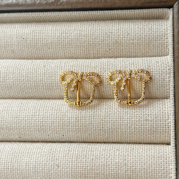 左夕P2013【2个金底白色礼物编绳表扣】铜镀金高保色Diy配饰