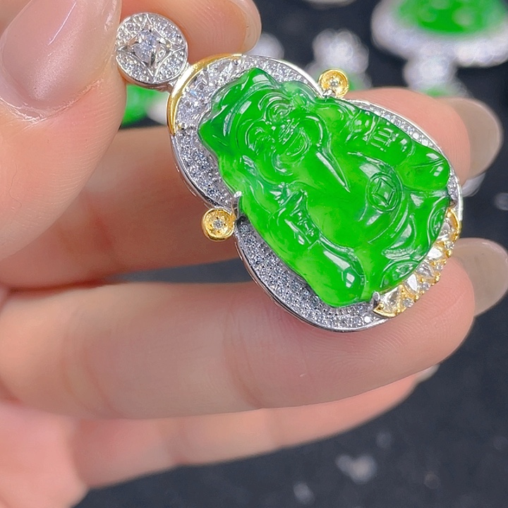 翡翠银S925镶嵌吊坠(不含链)