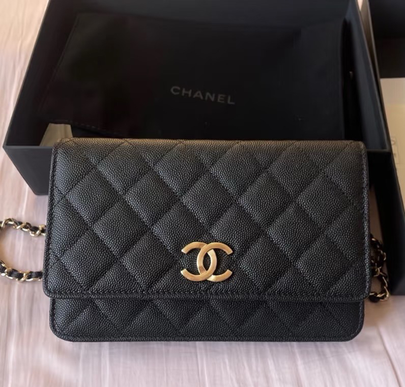 99新 Chanel/香奈儿 多多奢品/香奈儿23c黑金荔枝牛woc包/99新