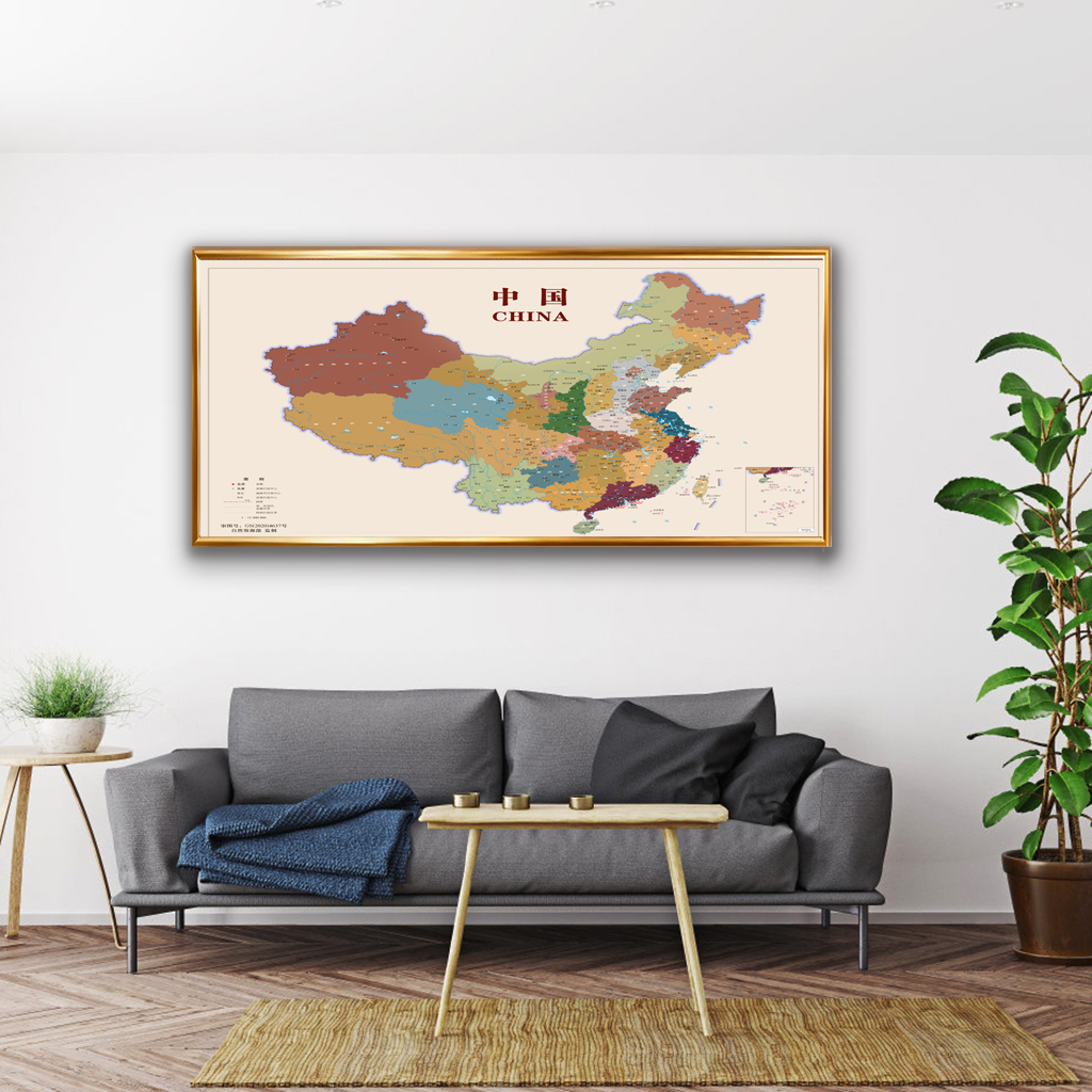 新中式中国地图装饰画适用于客厅沙发背景墙卧室背景墙